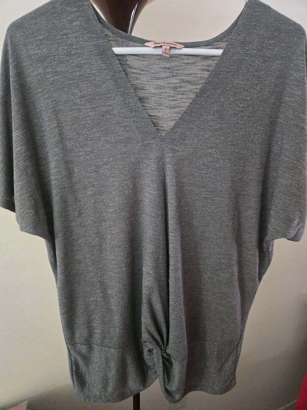 Juicy Couture Gray Knit Top with Pink Label